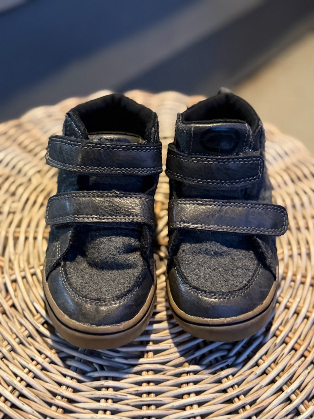 Ecko Kids Grey Suede Double Velcro High Top Sneakers